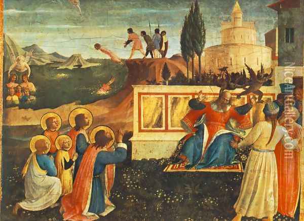 Saint Cosmas and Saint Damian Salvaged Oil Painting - Fra Angelico (Guido di Pietro)