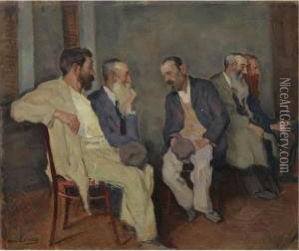 The Conversation Oil Painting - Arnold Borisovic Lakowskij
