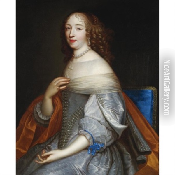 Portrait Of Catherine-charlotte De Gramont, Princess Of Monaco, 1639-1678 Oil Painting - Jean Nocret