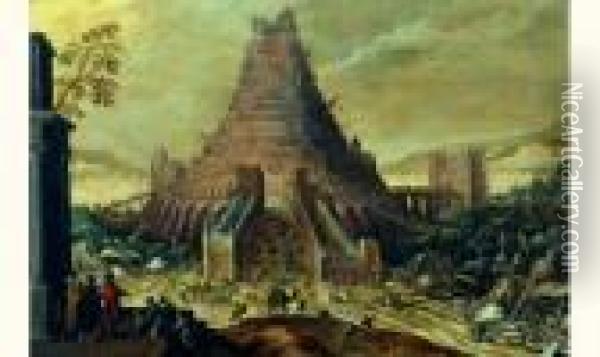 La Tour De Babel En Construction Oil Painting - Frans I Francken