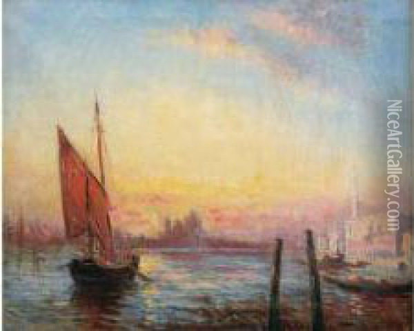 Vue De Venise Oil Painting - Maurice Bompard