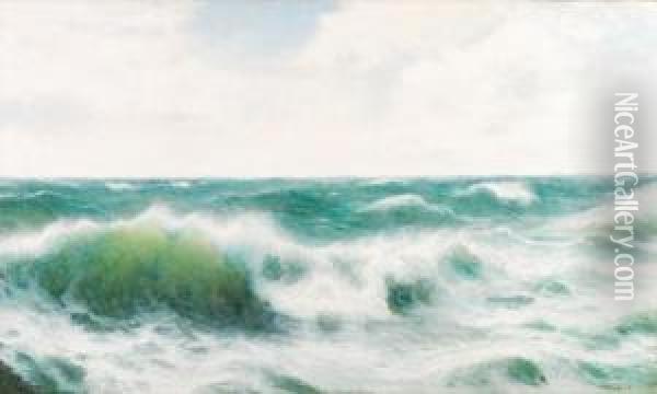 Breaking Waves Oil Painting - David James