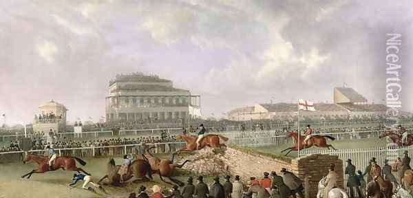 The Liverpool and National Steeplechase at Aintree 1843, c.1843 Oil Painting - William Tasker