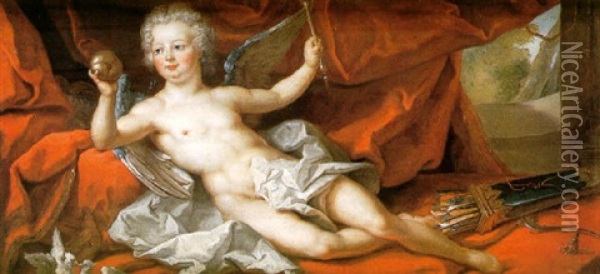 Portrait D'enfant En Cupidon Oil Painting - Nicolas de Largilliere