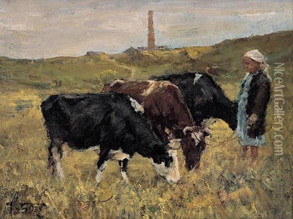 Na Pastwisku, 1938 R. Oil Painting - Marcin Kitz