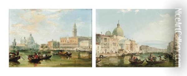 The Grand Canal, Venice (+ The Bacino, Venice; Pair) Oil Painting - Edward Pritchett