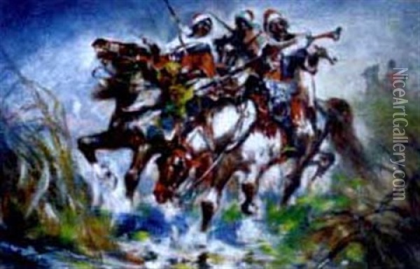Arabische Reiter In Der Steppe Oil Painting - Heinrich Maria Staackmann