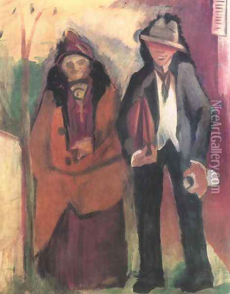 French Poet and his Mother 1932 Oil Painting - Istvan Farkas