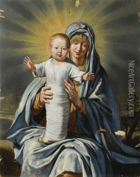 The Virgin With The Swaddled Child Oil Painting - Philippe de Champaigne