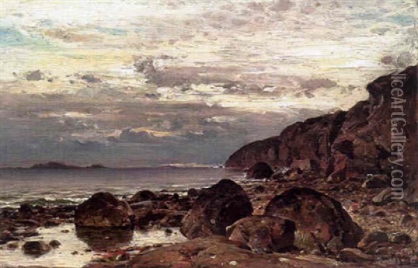 Kustlandskap Oil Painting - Magnus Hjalmar Munsterhjelm