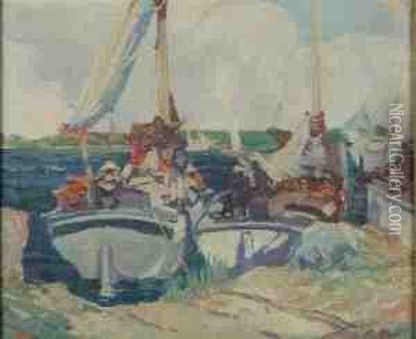 Bahama Sponge Fishermen Oil Painting - George Pearse Ennis
