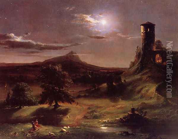 Moonlight Oil Painting - Thomas Cole