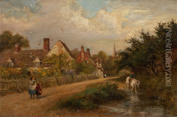 Village Scene Oil Painting - Charles James Lewis