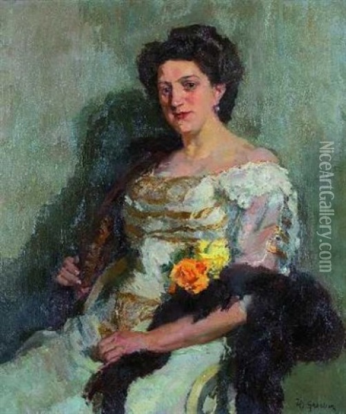 Damenportrat Oil Painting - Hermann Groeber