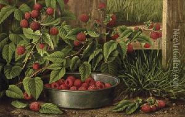 Still Life With Raspberries Oil Painting - Levi Wells Prentice