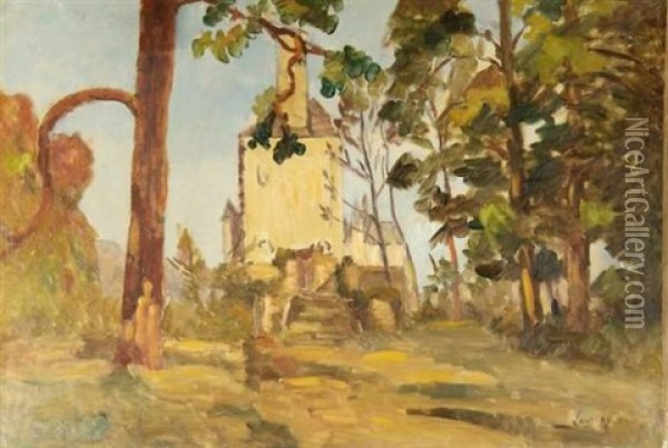 Le Chateau Entoure D'arbres Oil Painting - Abel Louis Alphonse Lauvray
