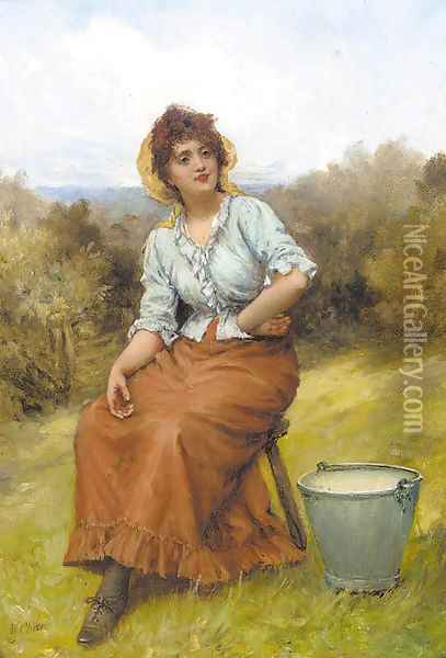 The milkmaid Oil Painting - William Oliver