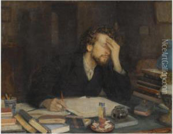The Pains Of Composition Oil Painting - Leonid Ossipovich Pasternak