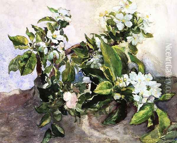 Apple Blossoms Oil Painting - John La Farge