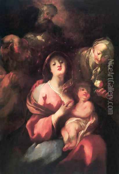 Holy Family with Joachim and Anna Oil Painting - Felix Ivo Leicher