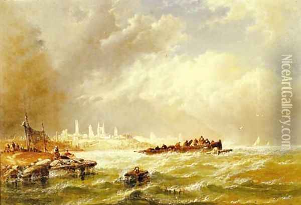 Wreckers off the coast Oil Painting - Arthur Joseph Meadows