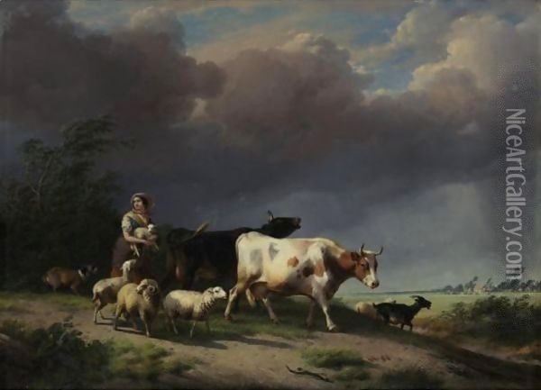 The Approaching Storm Oil Painting - Eugene Verboeckhoven