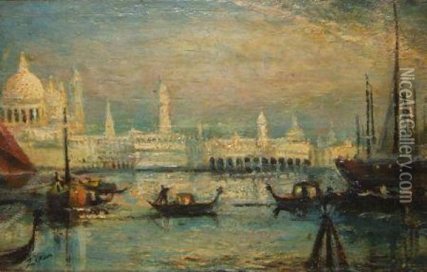 Busy Venetian Scene Oil Painting - Felix Ziem