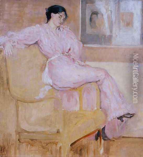Mrs Conder in Pink Oil Painting - Charles Edward Conder