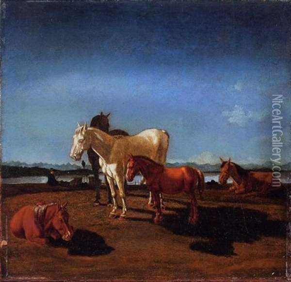 Pferde Auf Der Weide Oil Painting - Wilhelm Alexander Wolfgang von Kobell