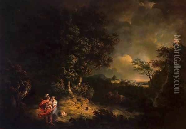 Landscape with Dido and Aeneas Oil Painting - Thomas Jones