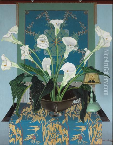 Still Life With Calla Lilies Oil Painting - Stanley H. Coventry