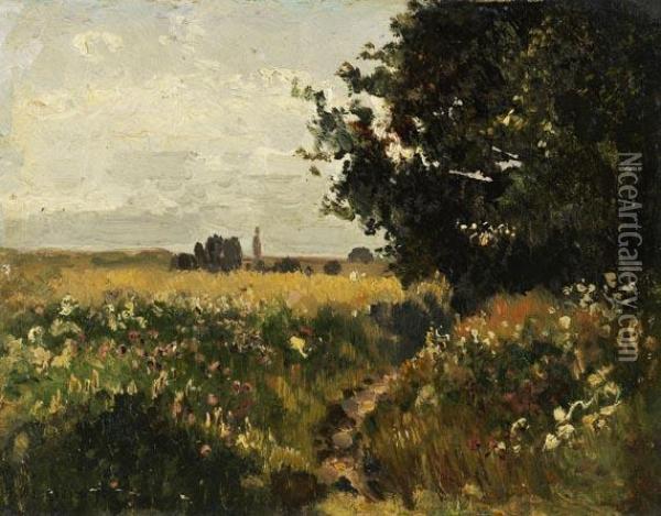 Sommerliche Feldwiesenlandschaft Oil Painting - Joseph Wenglein
