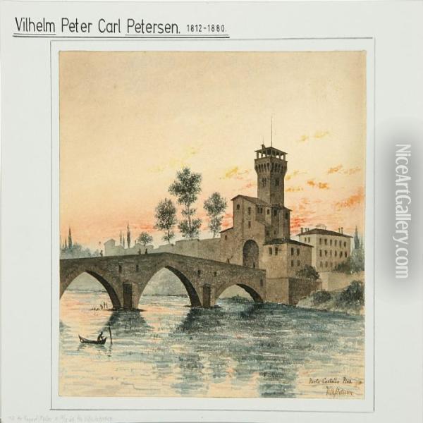 Ponte Castello Pisa Oil Painting - Vilhelm Peter Carl Petersen