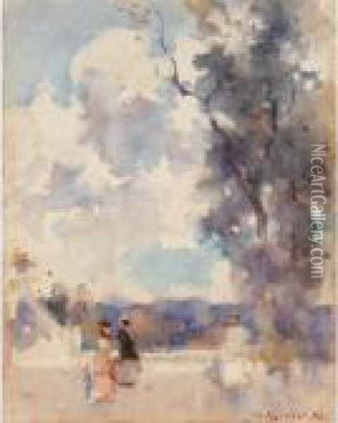 A Promenade Oil Painting - James Watterston Herald