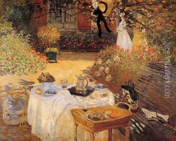 The Luncheon (Monet's Garden At Argenteuil) Oil Painting - Claude Oscar Monet