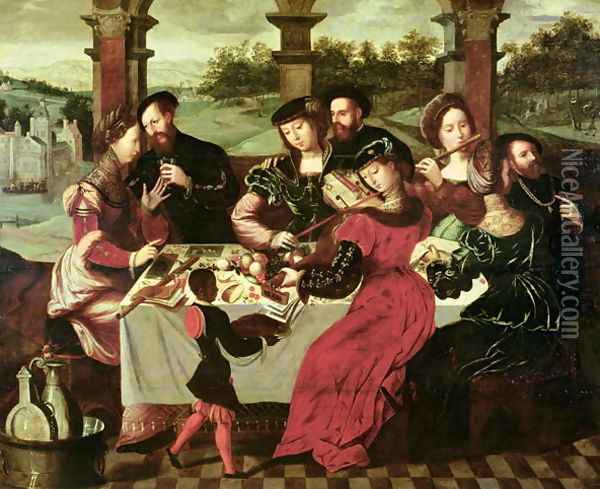 The Concert after the Meal Oil Painting - Ambrosius Benson