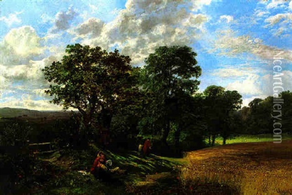 Landscape At Albury Oil Painting - George Vicat Cole
