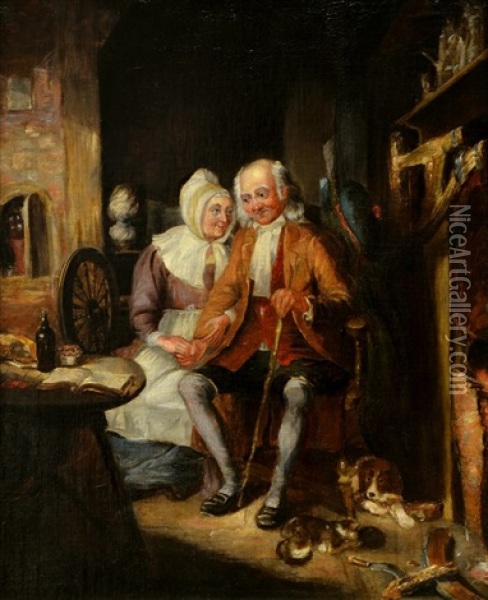 Darby And Joan Oil Painting - John Callcott Horsley