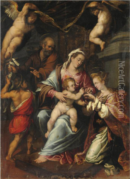 Matrimonio Mistico Di Santa Caterina Oil Painting - Giovanni Francesco Bezzi