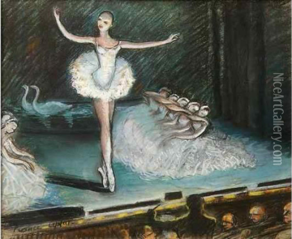 La Danseuse Du Lac Des Cygnes. Oil Painting - France Leplat