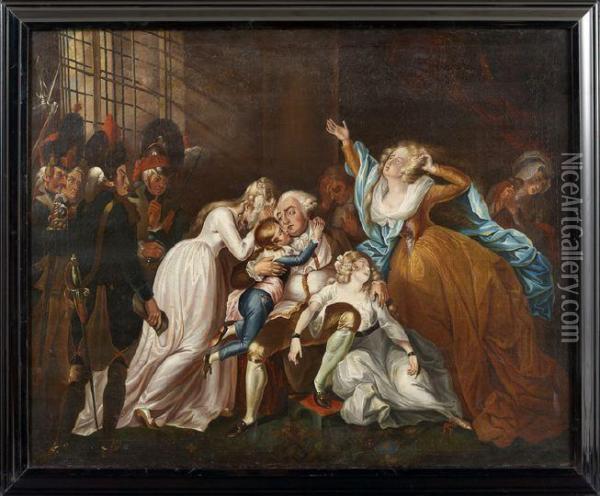 King Louis Xvi Of France Saying Farewell To His Family Oil Painting - Mather Brown