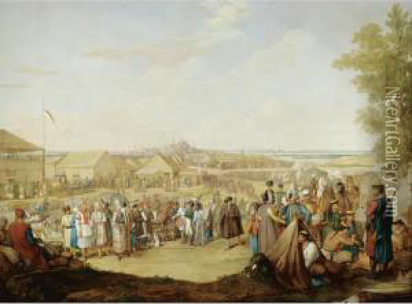 The Visit Of Emperor Nicholas I To The Market At Nizhny Novgorod In 1836 Oil Painting - George Emmanuel Opitz