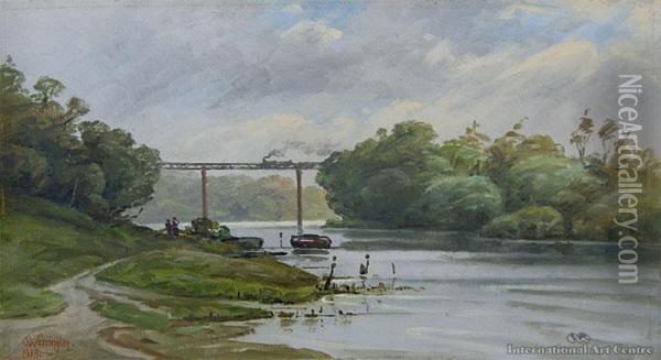 Train Viaduct Oil Painting - George William Carrington