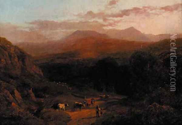 Returning home at dusk Oil Painting - George Shalders