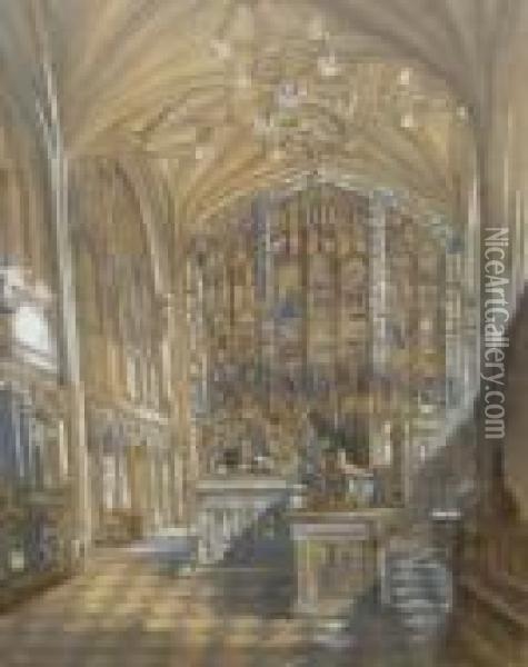 Church Interior Oil Painting - John Sell Cotman