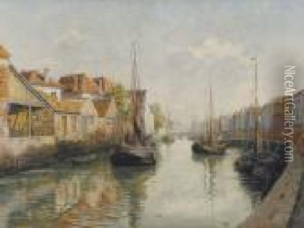 Canal A Gand Oil Painting - Ferdinand Willaert