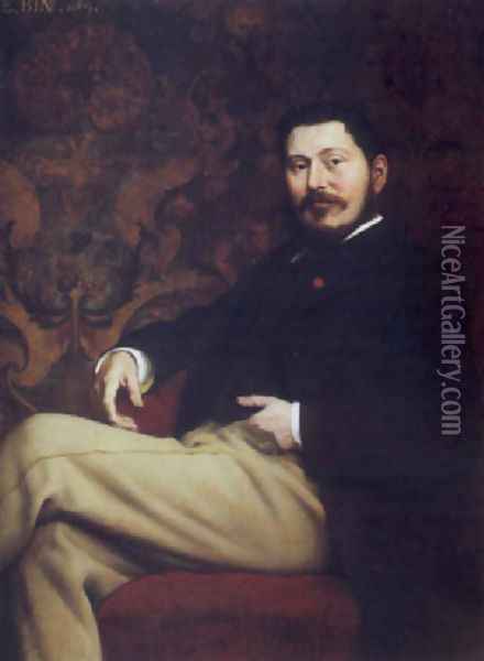 Portrait de Monsieur J. Savoy 1869 Oil Painting - Emile ( Jean Baptiste Philippe) Bin