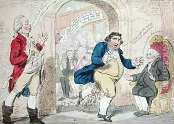 Bologna Sausages or Opposition Fluxd Oil Painting - James Gillray