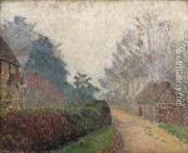 Ivy Cottage, Coldharbour (mist) Oil Painting - Lucien Pissarro