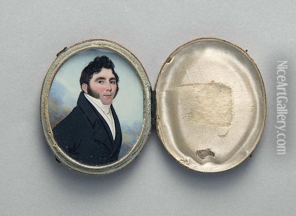 Portrait Miniature Of A Young Gentleman Oil Painting - Frederick Buck